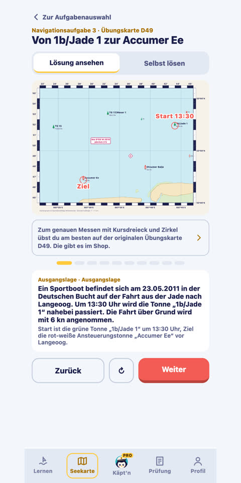 Navigationsaufgabe auf der Seekarte